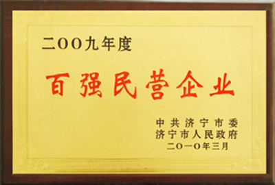 被評為2009年度百強民營企業(yè)