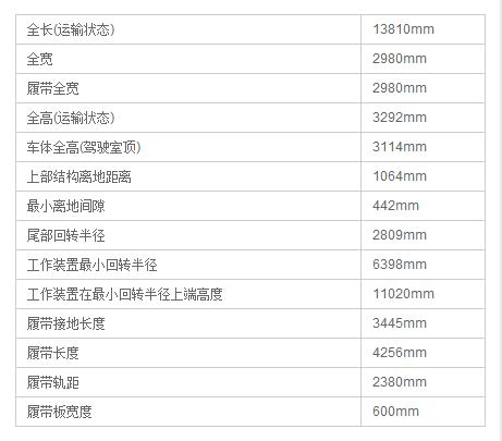 DLS220.8型加長臂液壓挖掘機產(chǎn)品尺寸