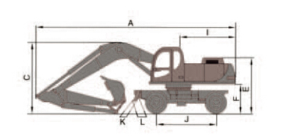 DLS210-9A輪式液壓挖掘機(jī)產(chǎn)品外形尺寸1